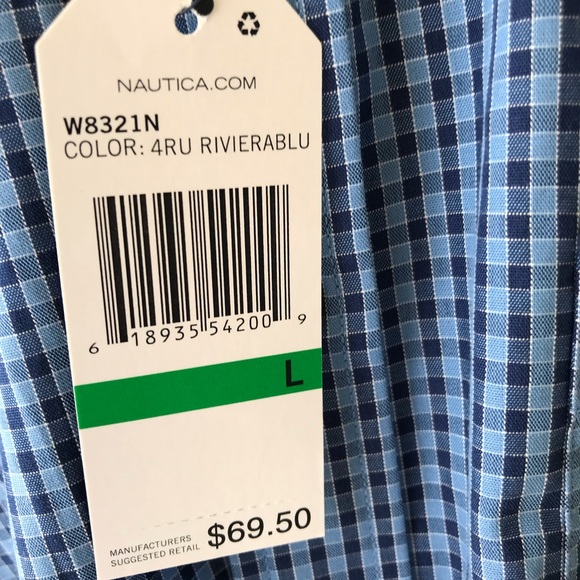 Nautica Men’s Dress Shirt Large Blue Long Sleeve - Picture 4 of 8